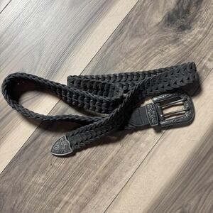 Torrid black braided leather belt with a silver buckle